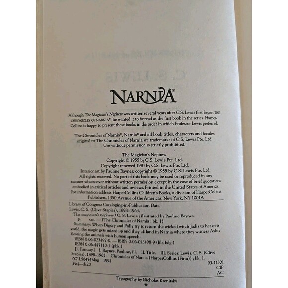 The Chronicles Of Narnia,The Magicians Nephew By CS Lewis 1983 Vtg Pre-owned - Picture 8 of 13